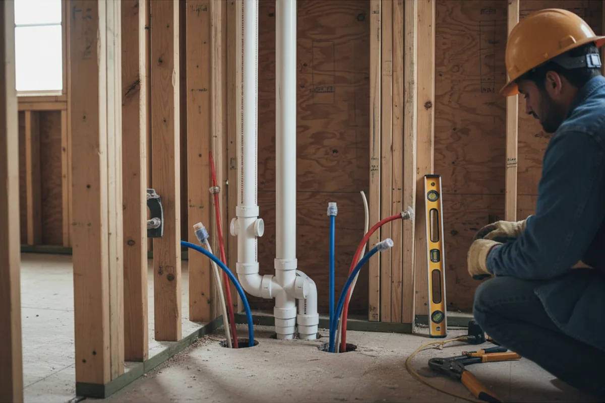 Drain and supply rough-in during Garbage Disposal Repair in Pompey