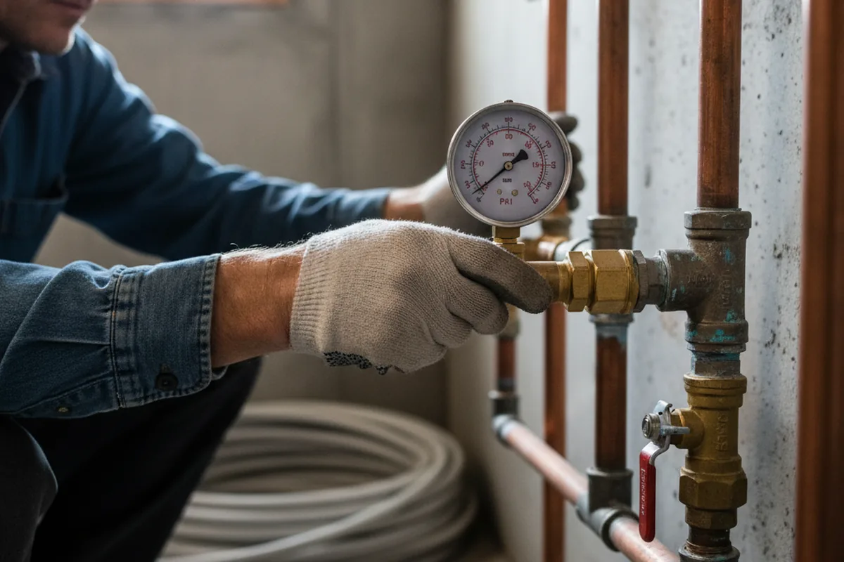 Pressure testing a repaired line during Water Line Repair in Pompey